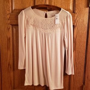 Ann Taylor Loft Lace 3/4 Sleeved Shirt
